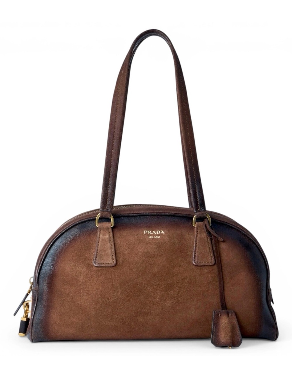 PRADA Bowling medium suede leather shoulder bag